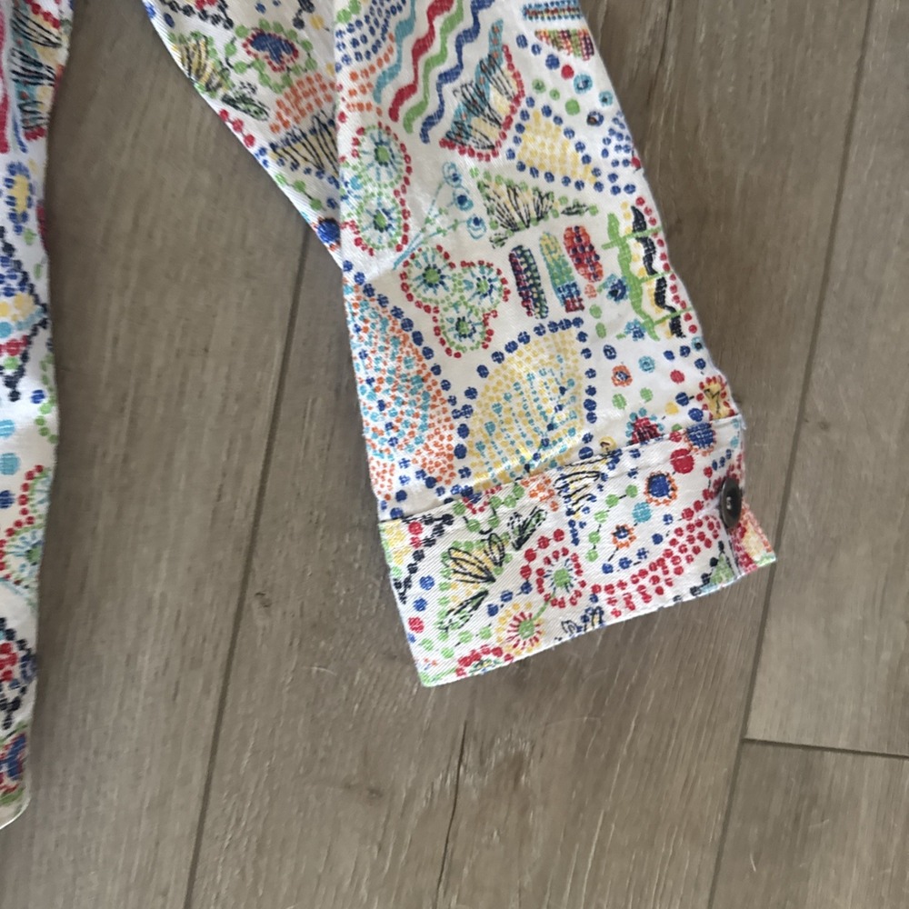 Ruby Rd Jacket Blazer Multi Color Abstract Denim White Size 14 - Picture 6 of 7
